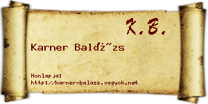 Karner Balázs névjegykártya